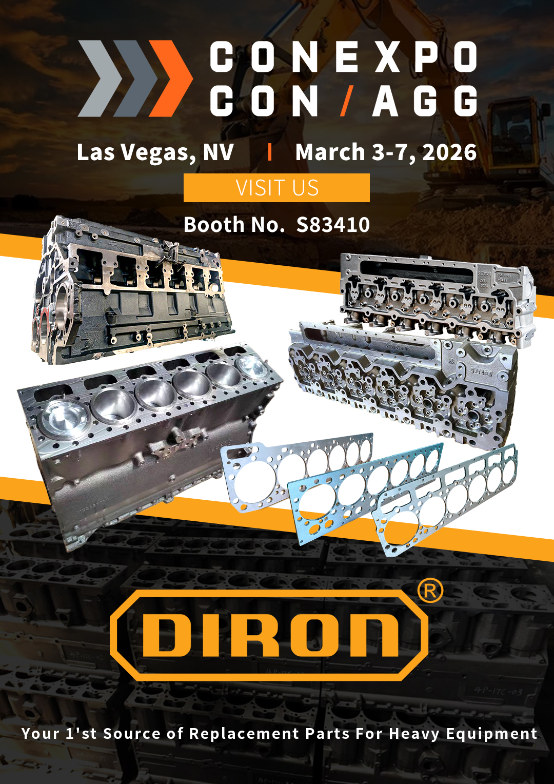 Diron Parts to Showcase at CONEXPO-CON/AGG 2026, Bringing Full Range of Heavy Equipment Parts to Expand North American Market